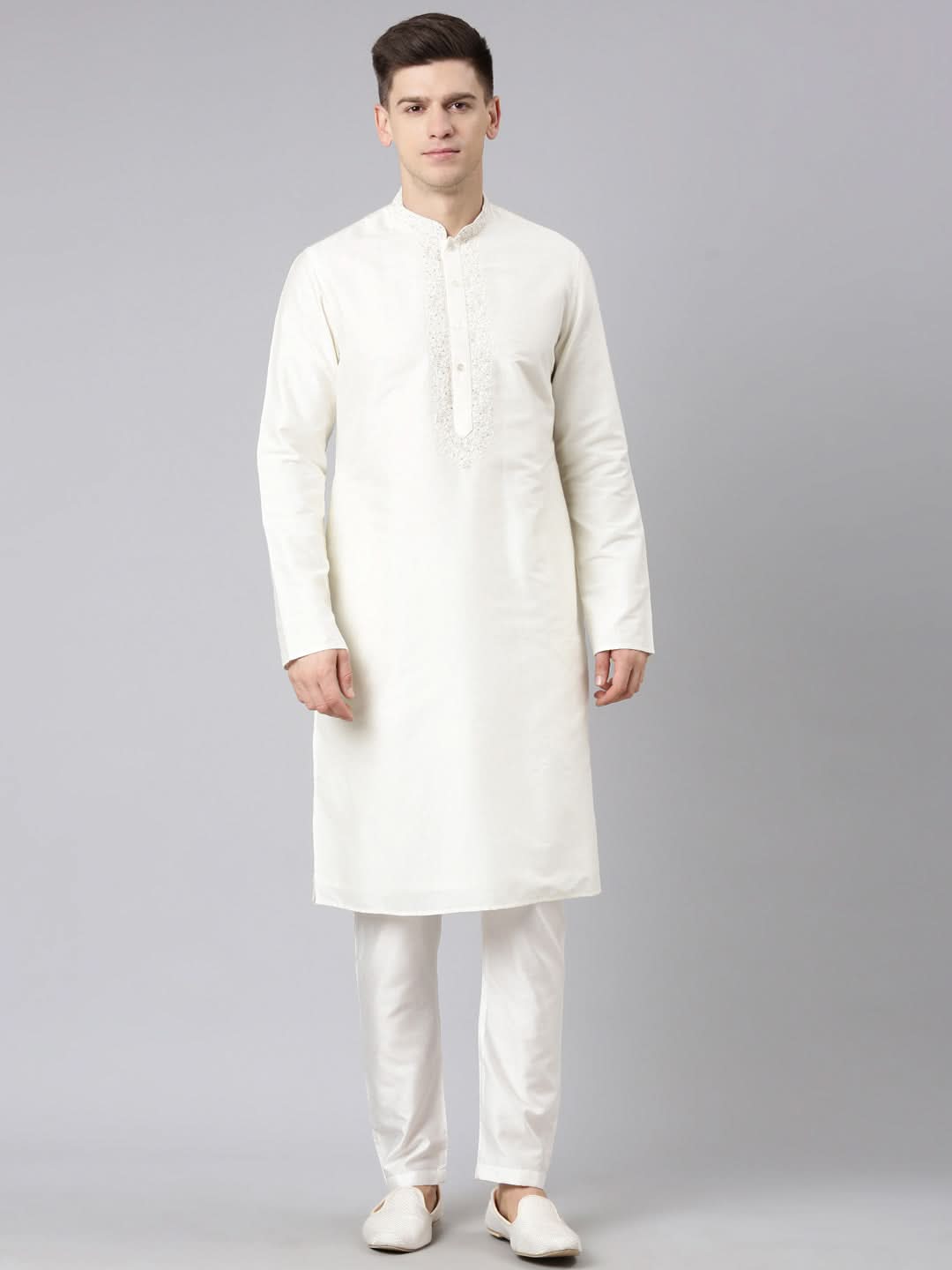 Cream Dori Embroidered Kurta Set