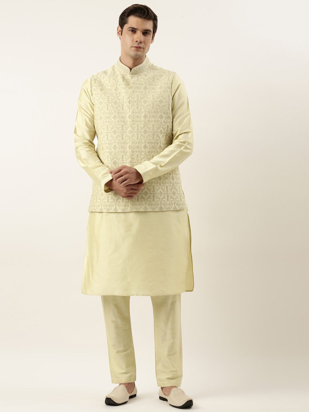 Gold Dori Embroidery Jacket Kurta Set
