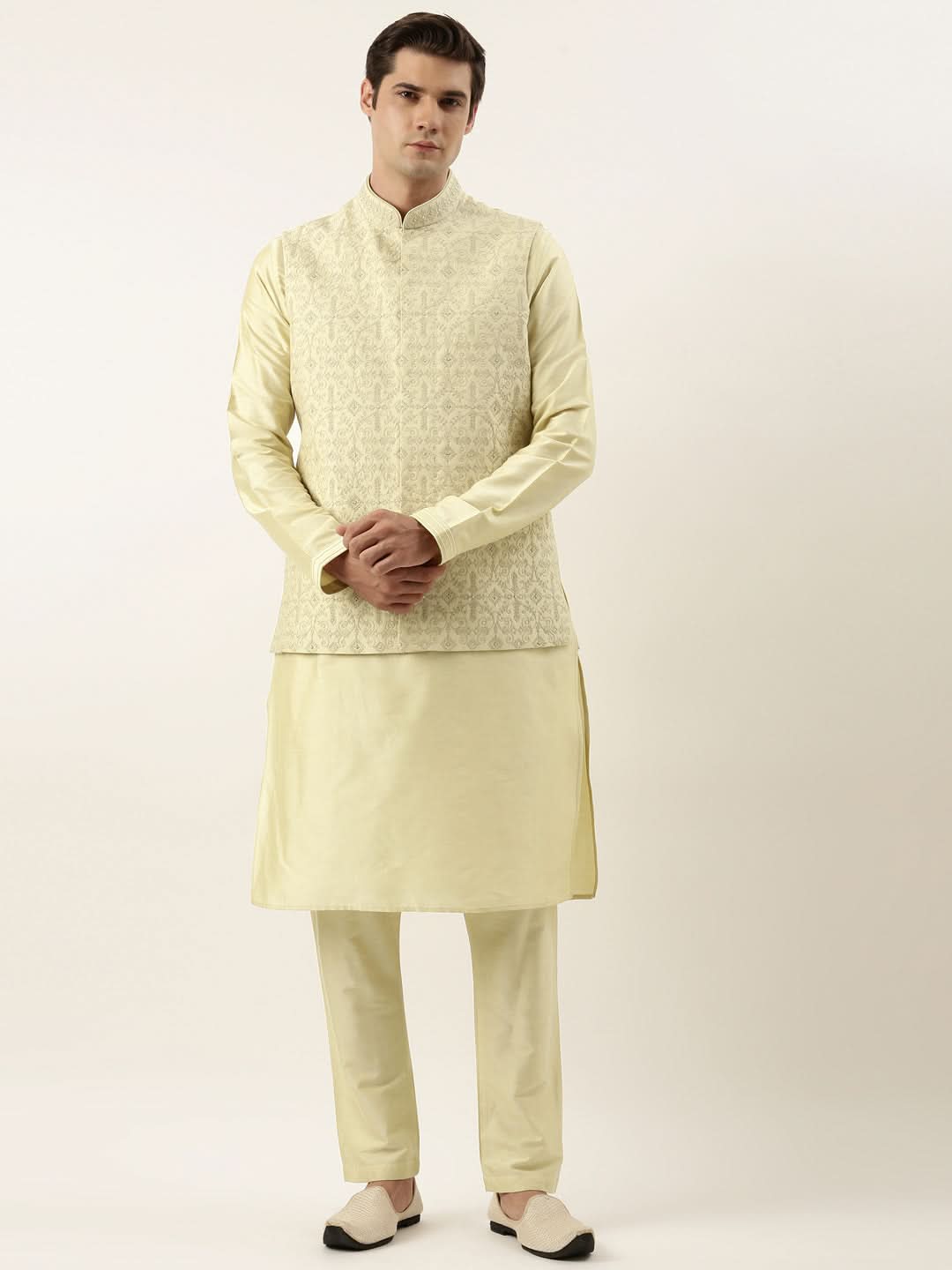 Gold Dori Embroidery Jacket Kurta Set
