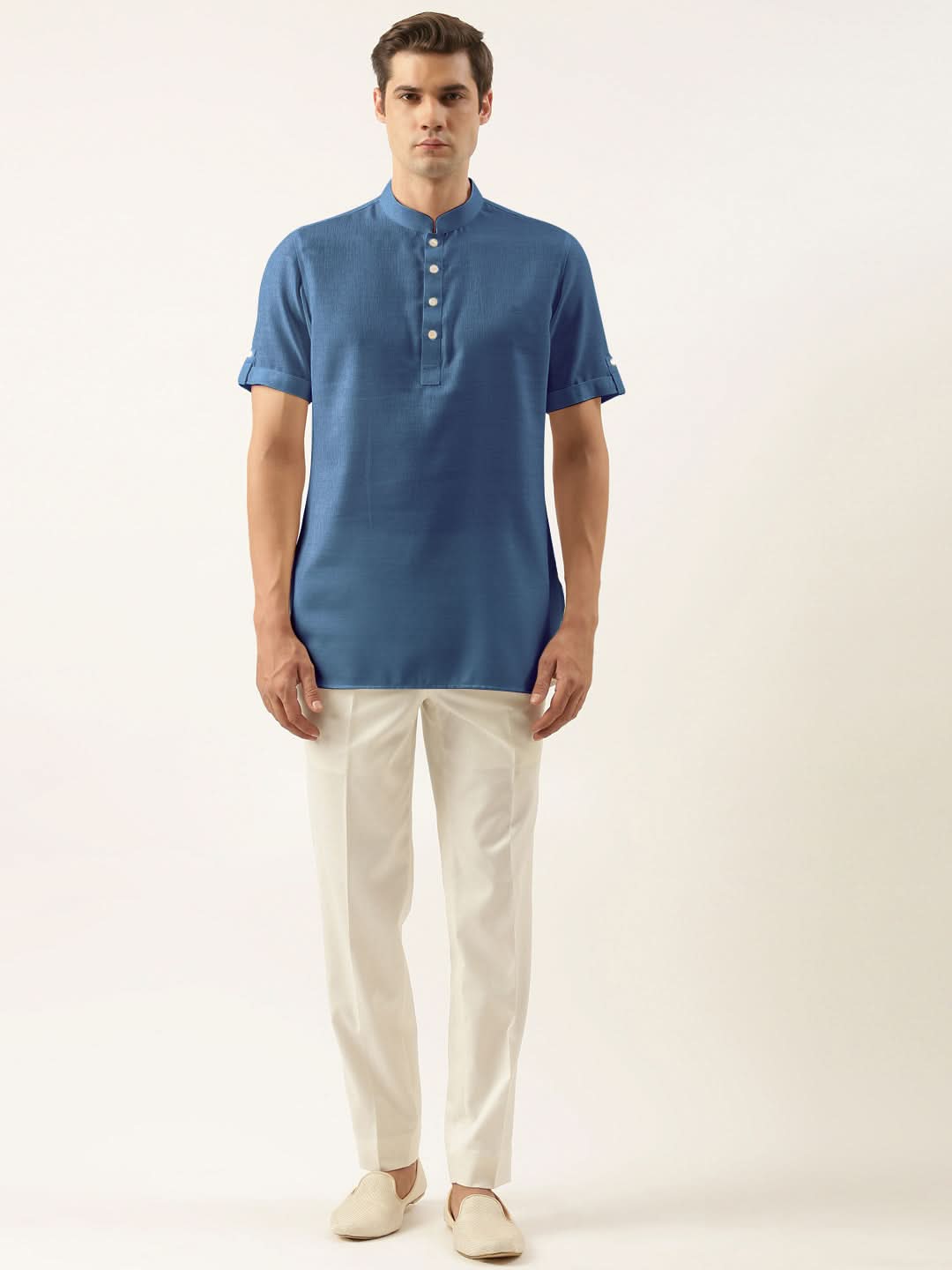 Denim Blue Cotton Short Kurta Set