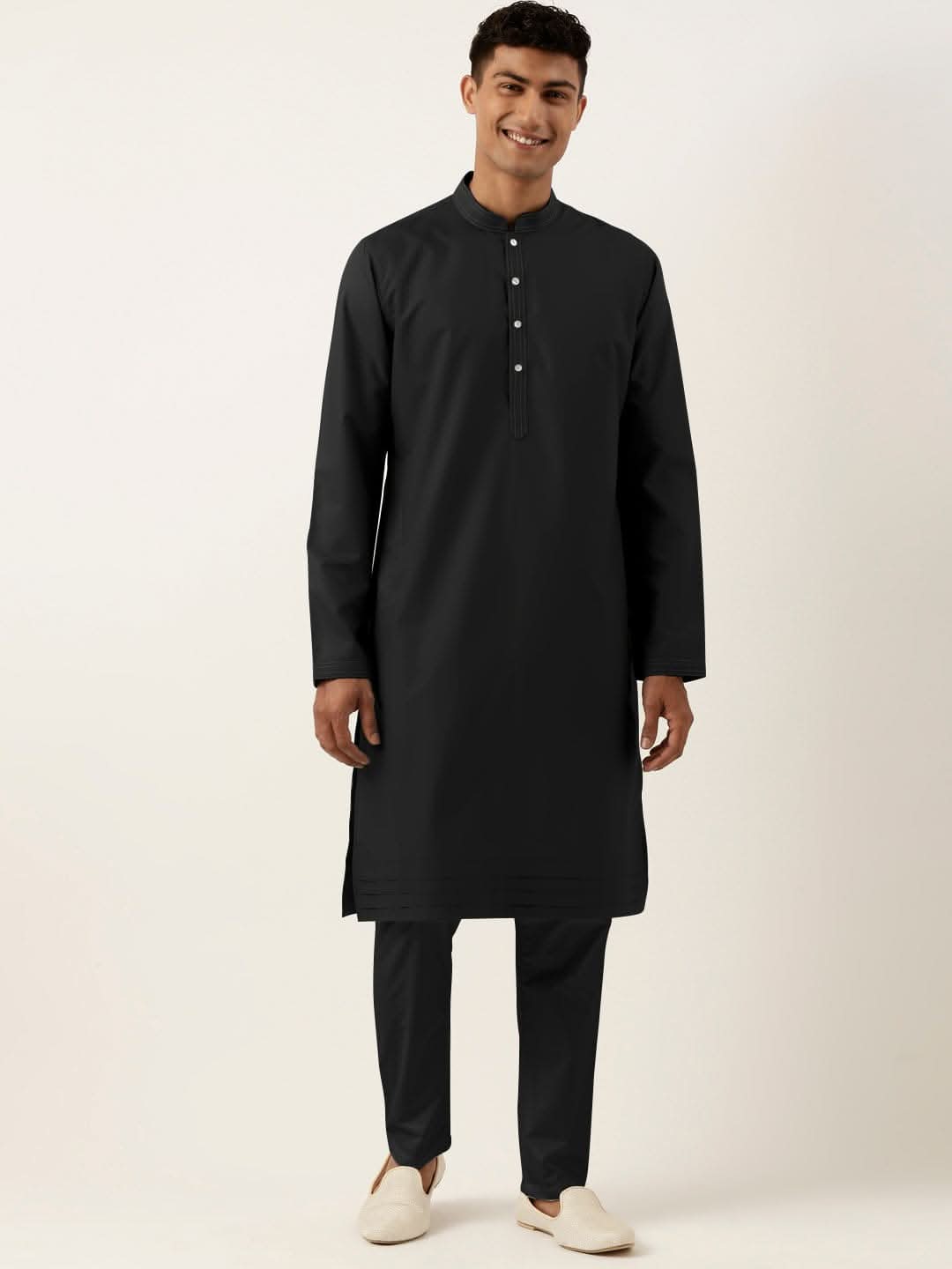 Black Cotton Kurta Set
