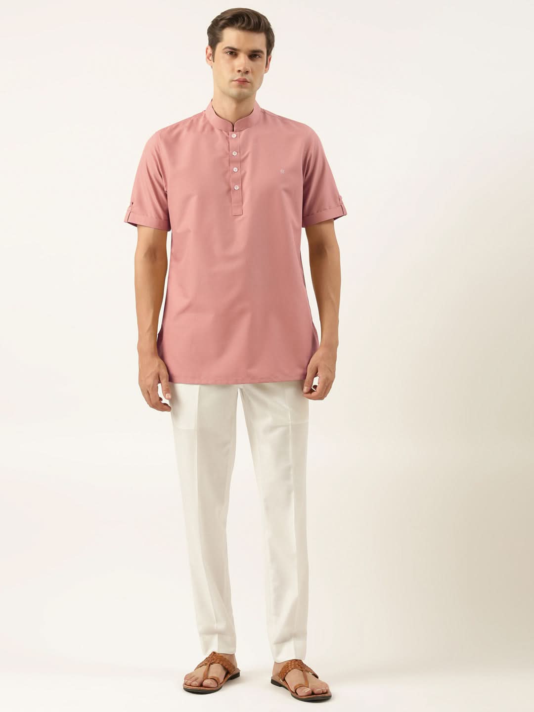 Dark Pink Cotton Short Kurta Set