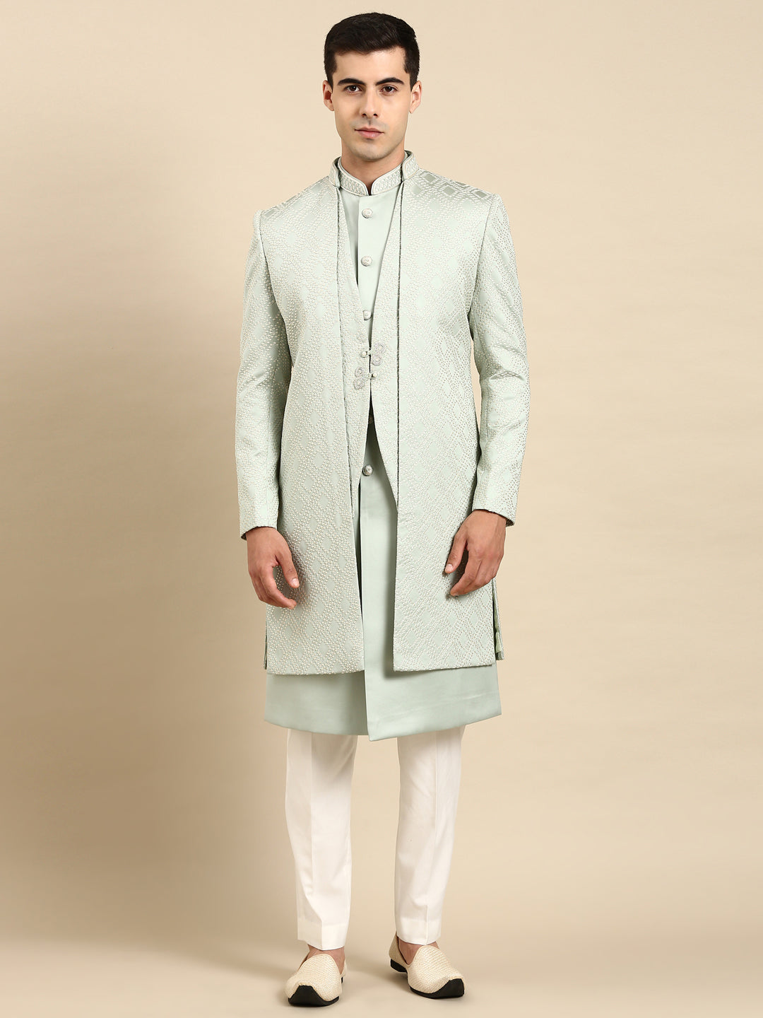 Light Green Layered Indowestern