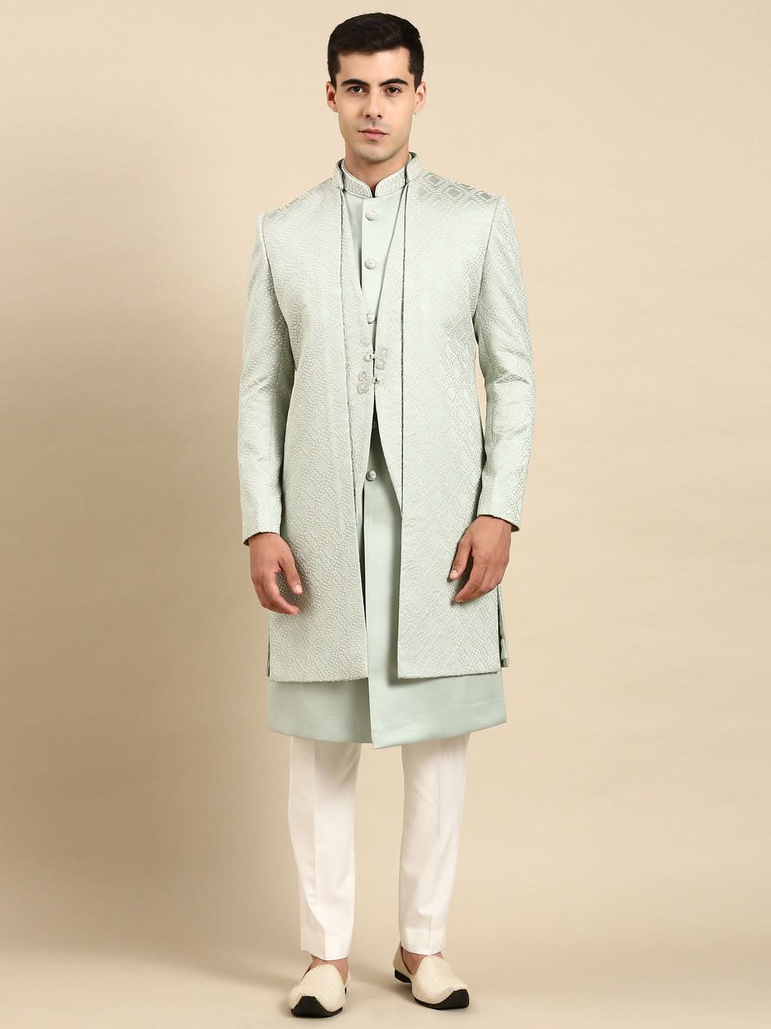 Light Green Layered Indowestern