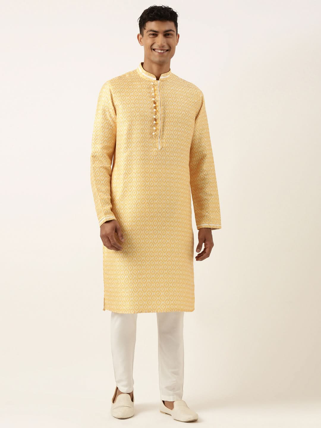 Yellow Ikat Printed Kurta Set