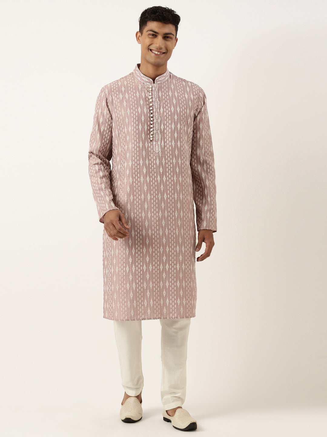 Old Rose Khadi Print Kurta Set