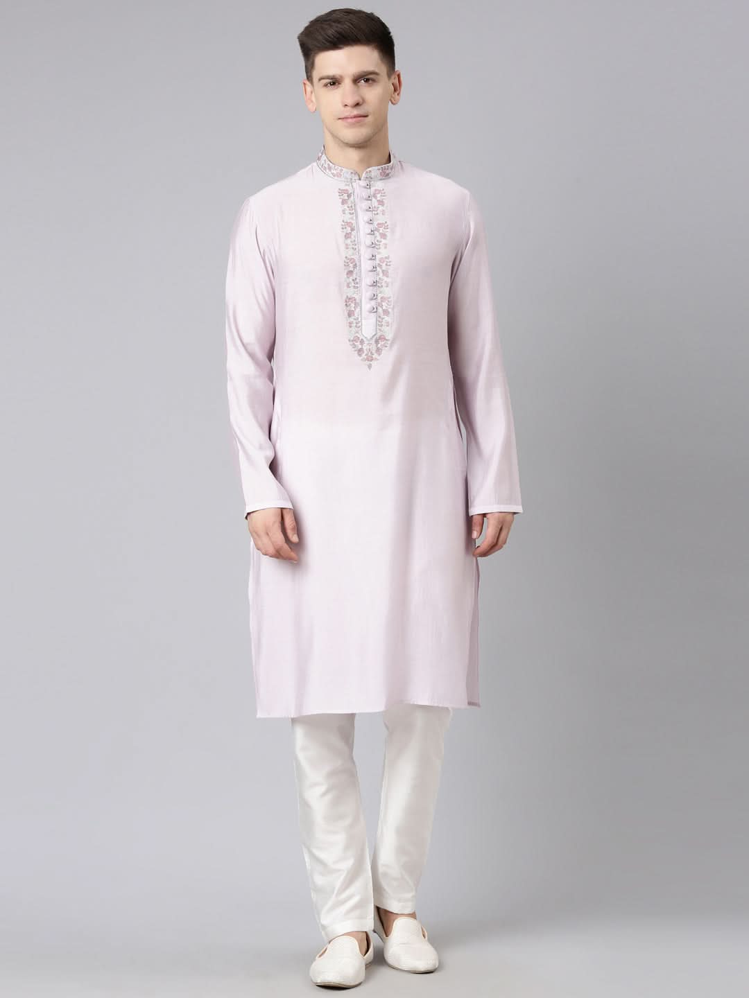 Lavender Embroidered Kurta Set