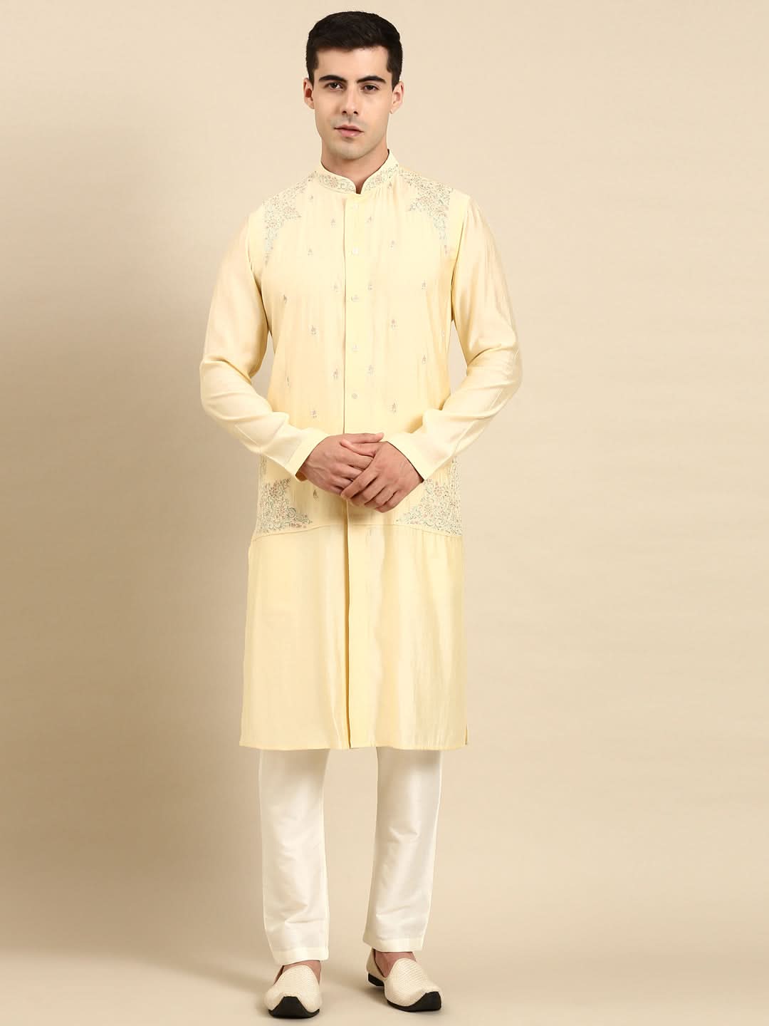 Lemon Embroidered Kurta Set