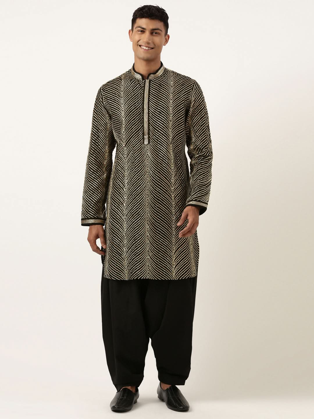 Black Gota Embroidery Kurta Set