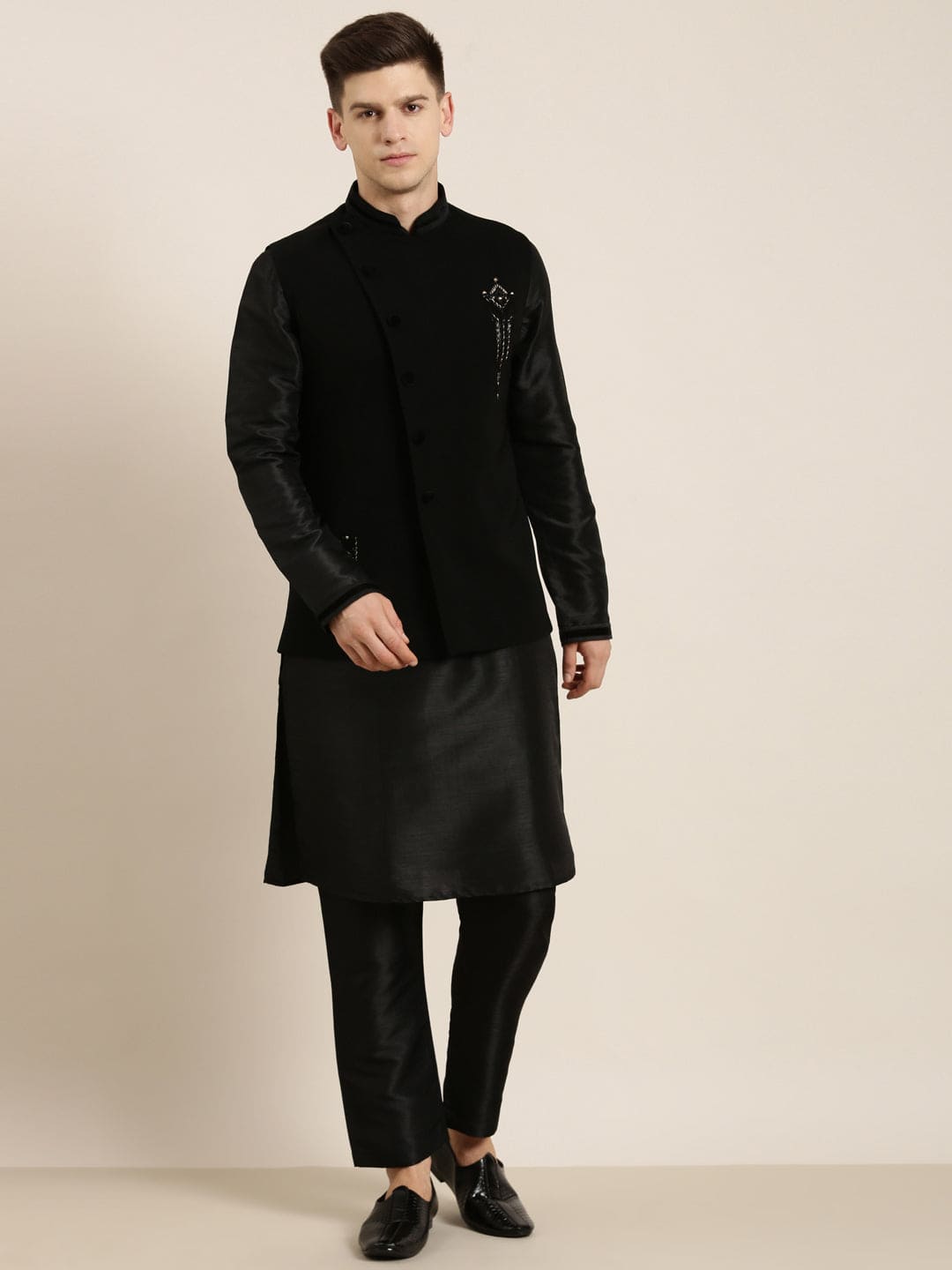 Black Jacket Kurta Set
