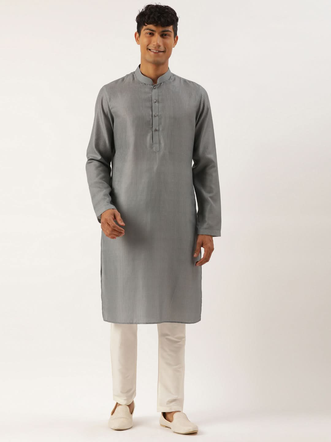 Grey Stitchline Kurta Set