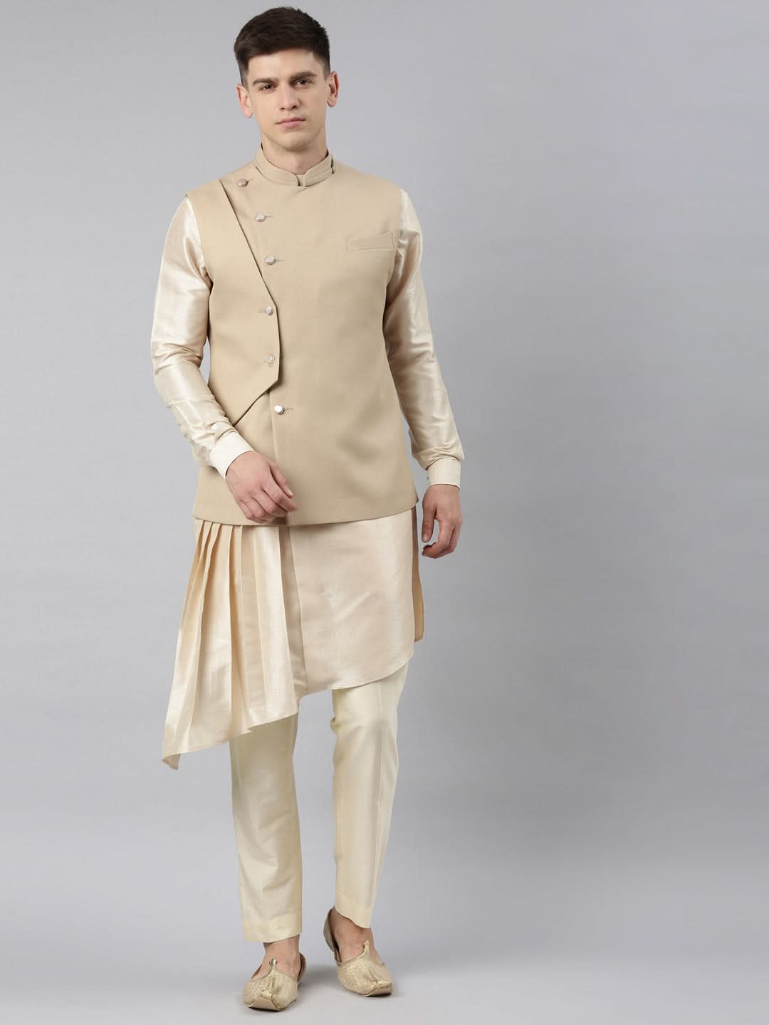 Beige Waistcoat Jacket With Beige Kurta