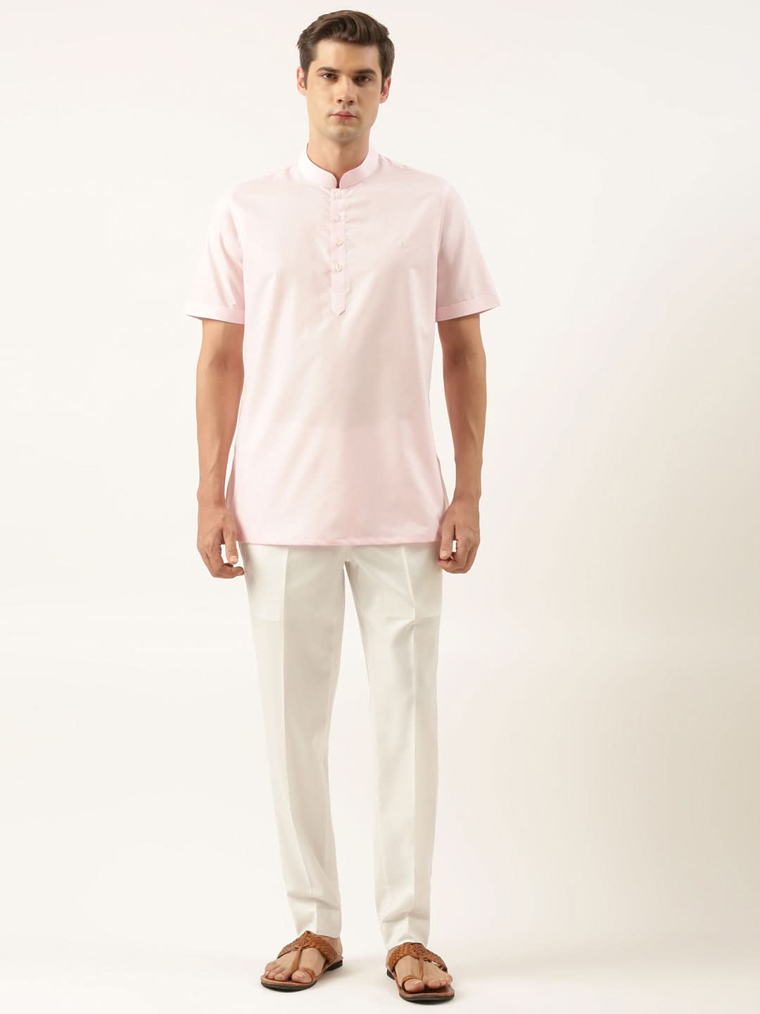Baby Pink Cotton Short Kurta