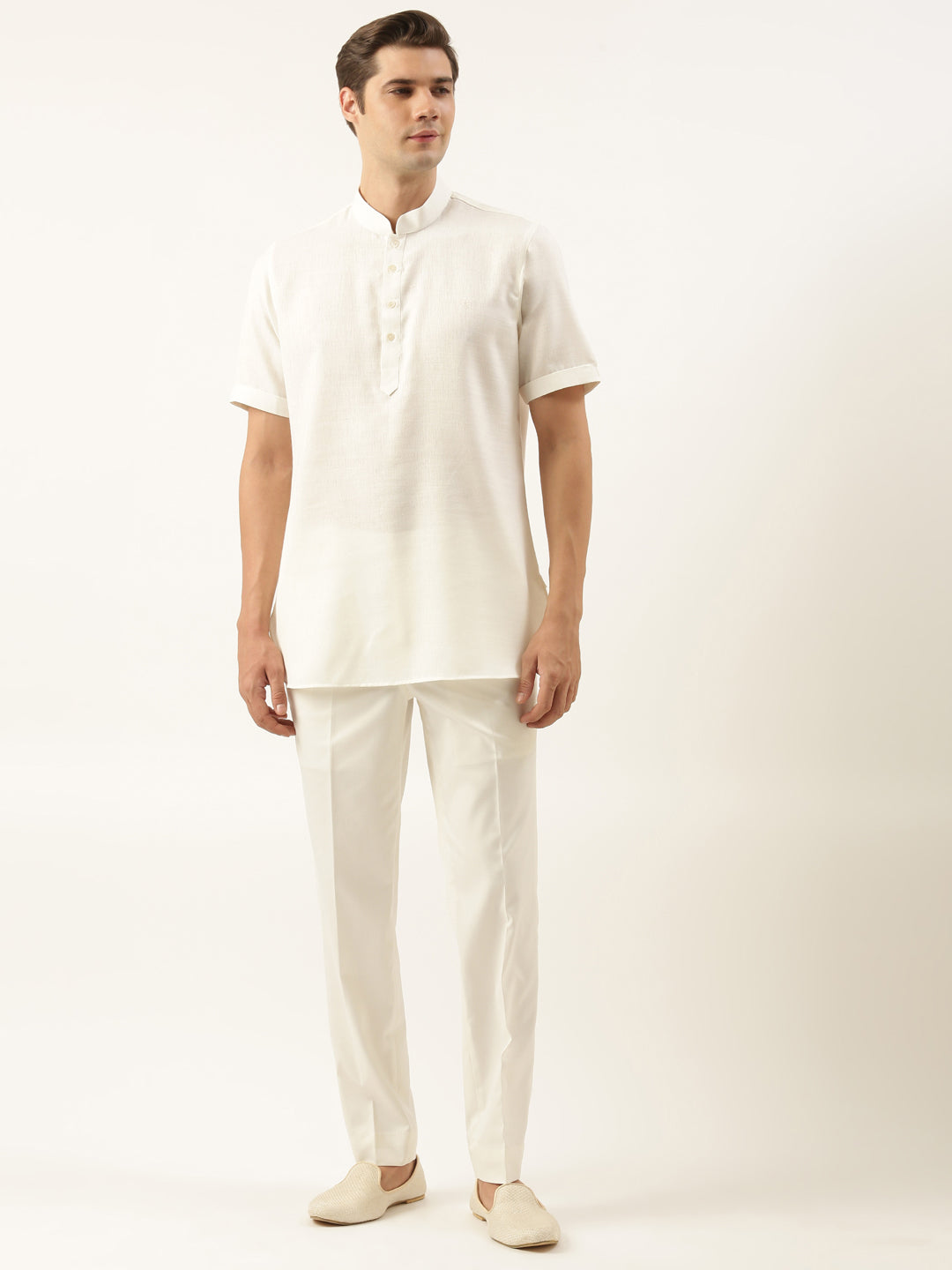 White Cotton Short Kurta