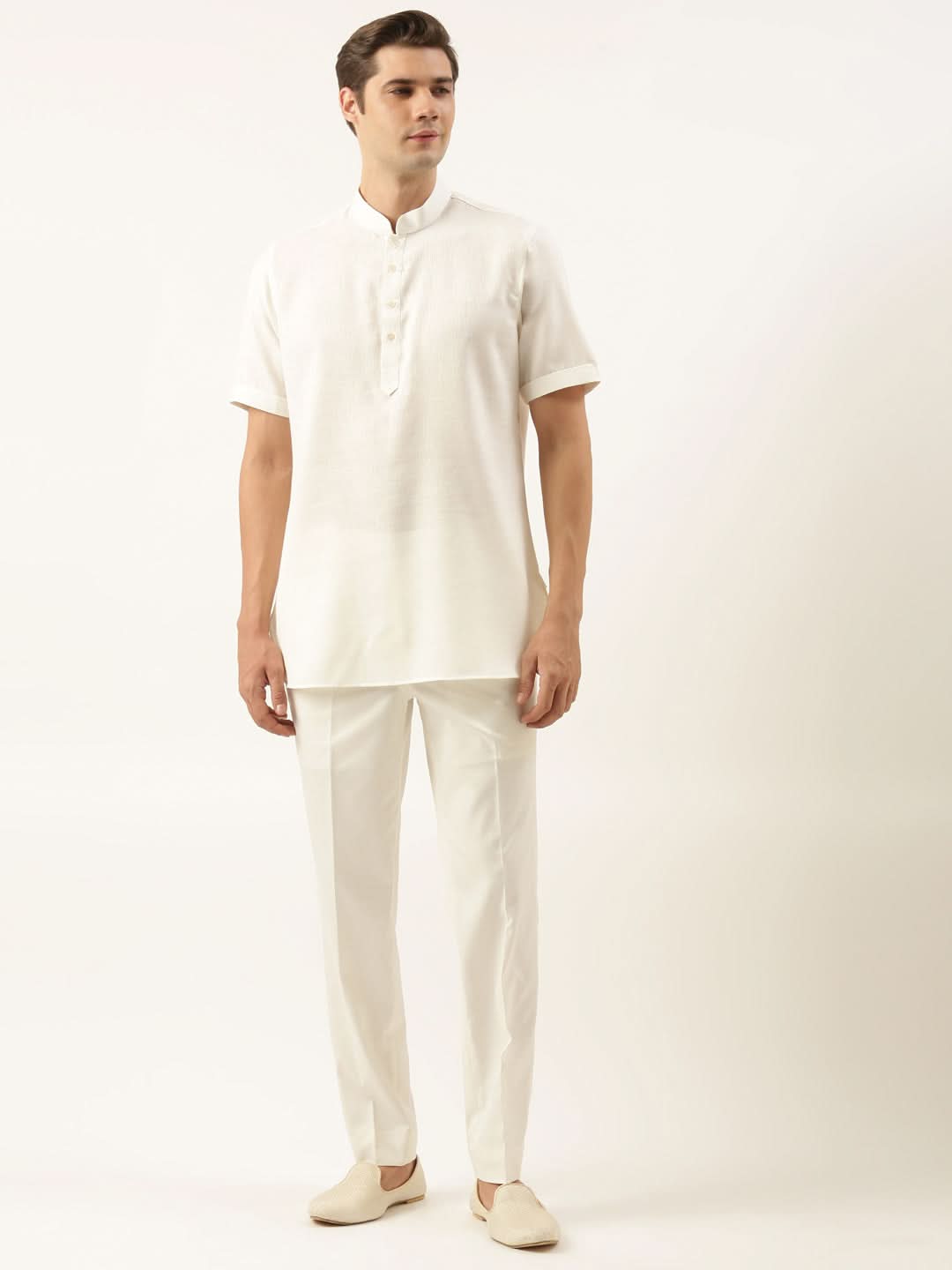 White Cotton Short Kurta