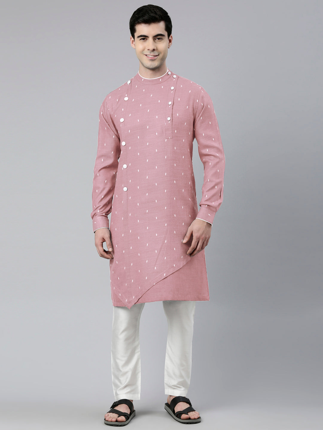 Pink Design Asymmetrical Kurta Set
