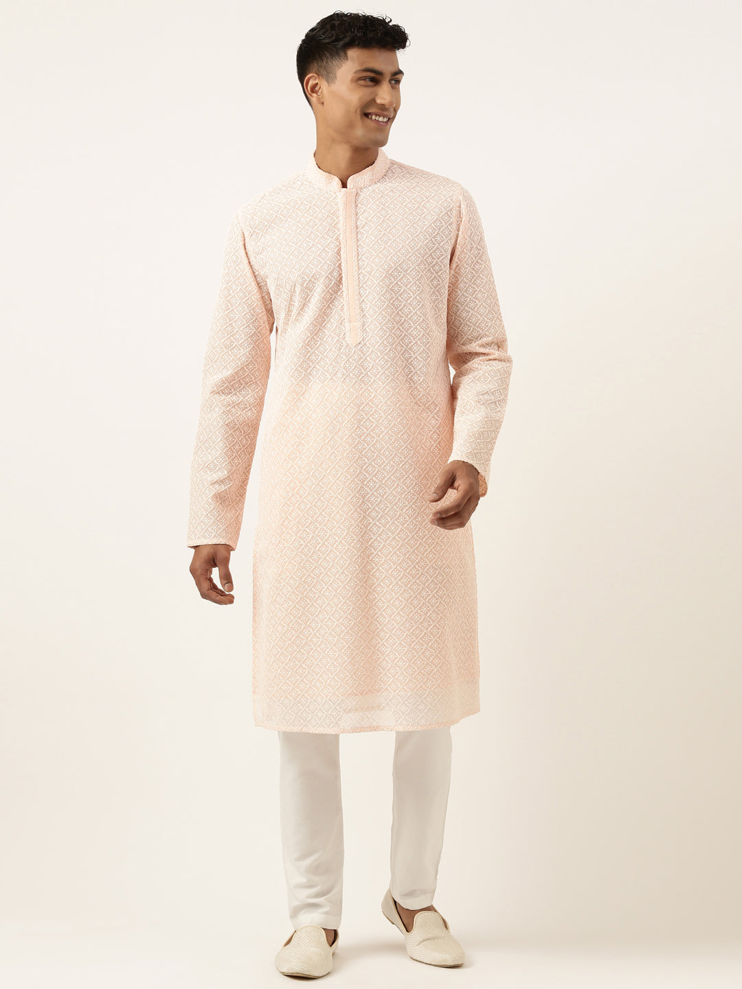 Pastel Pink Chikankari Kurta Set