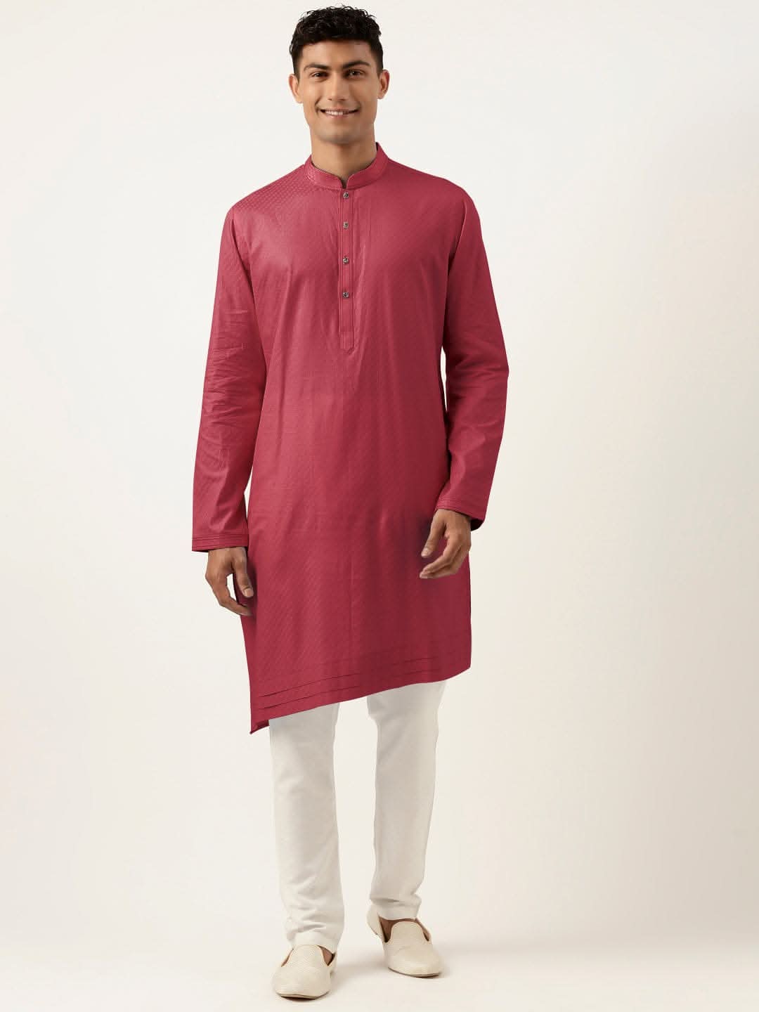 Scarlet Red Asymmetrical Cotton Kurta Set