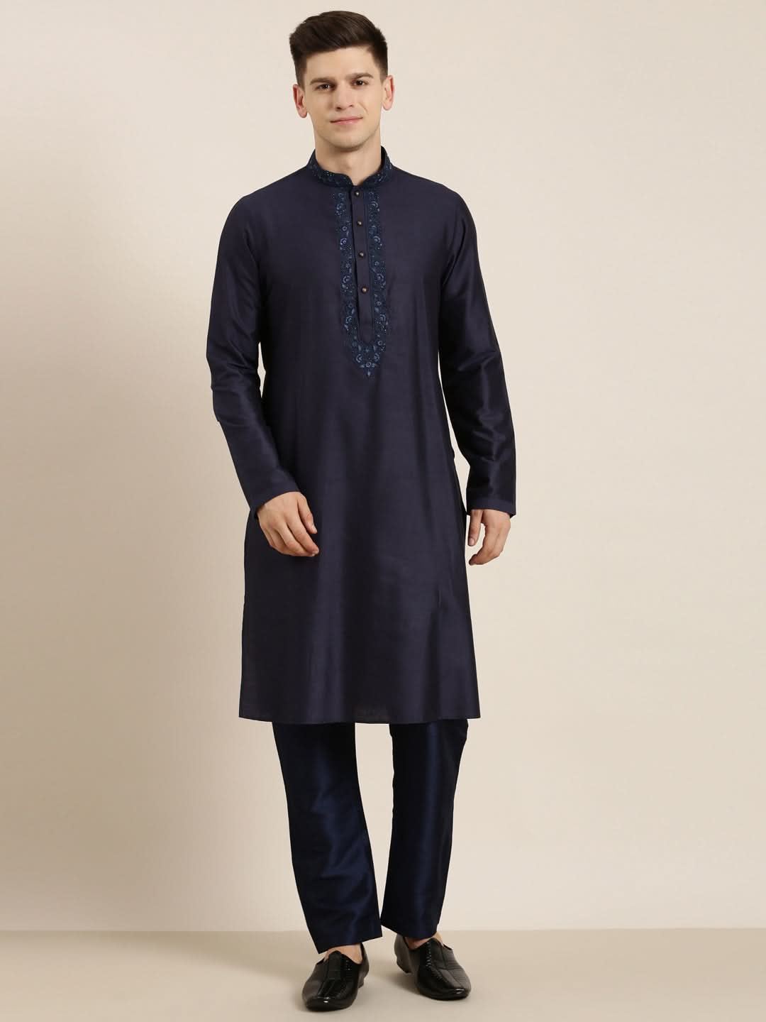 Navy Dori Embroidery Kurta Set