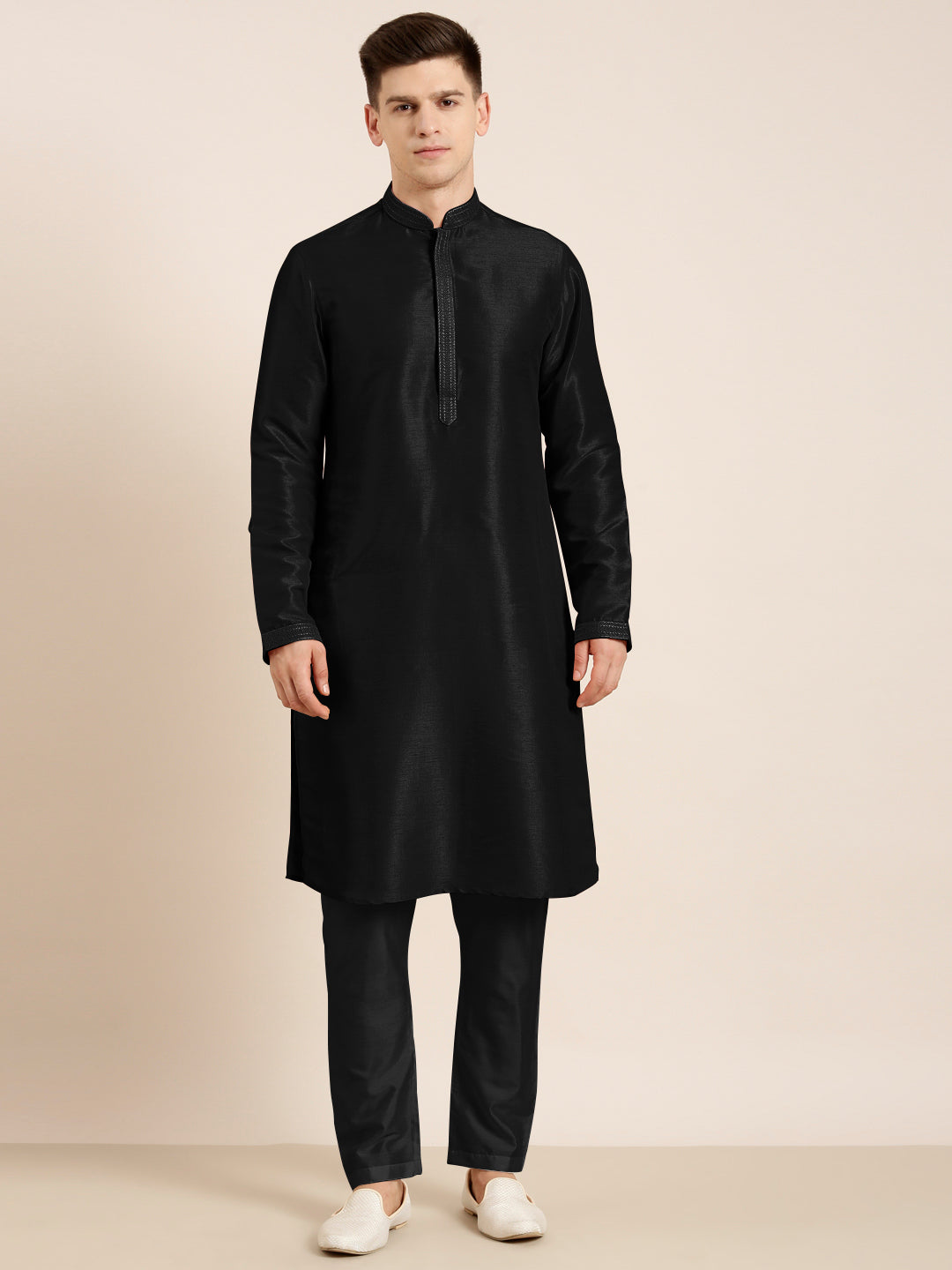 Black Embroidered Kurta Set