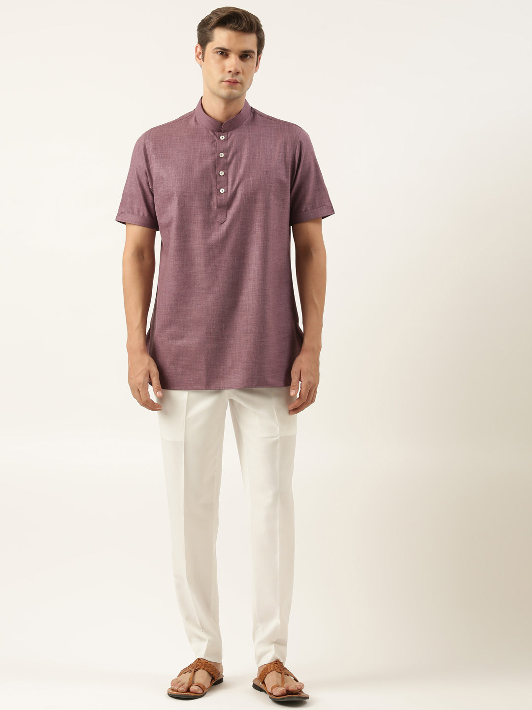 Wine Cotton Short Kurta