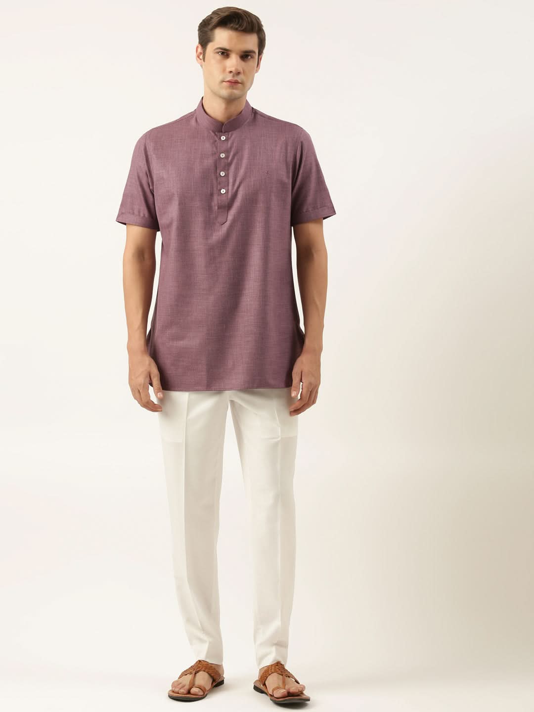 Wine Cotton Short Kurta