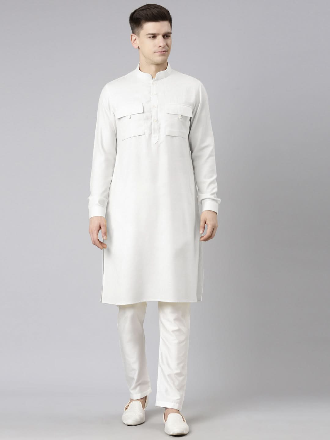Off White Pathani Kurta Set