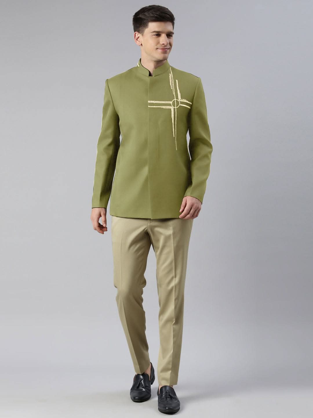 Green Embroidered Bandhgala