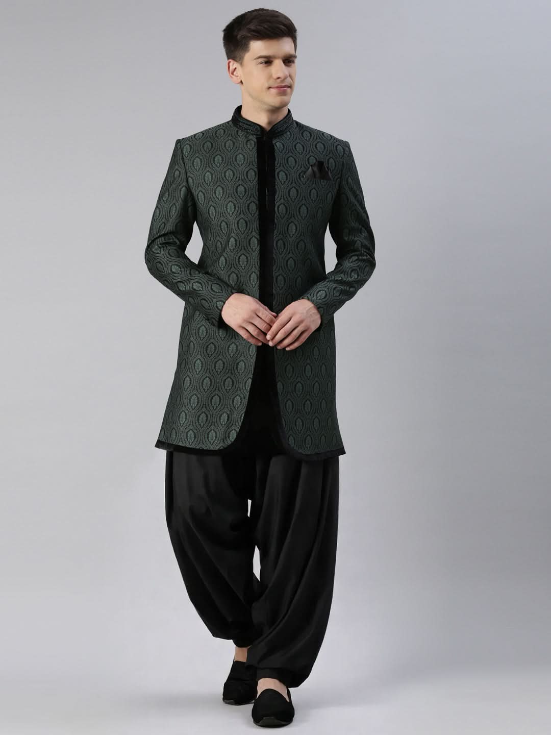 Green Black Indowestern With Salwar