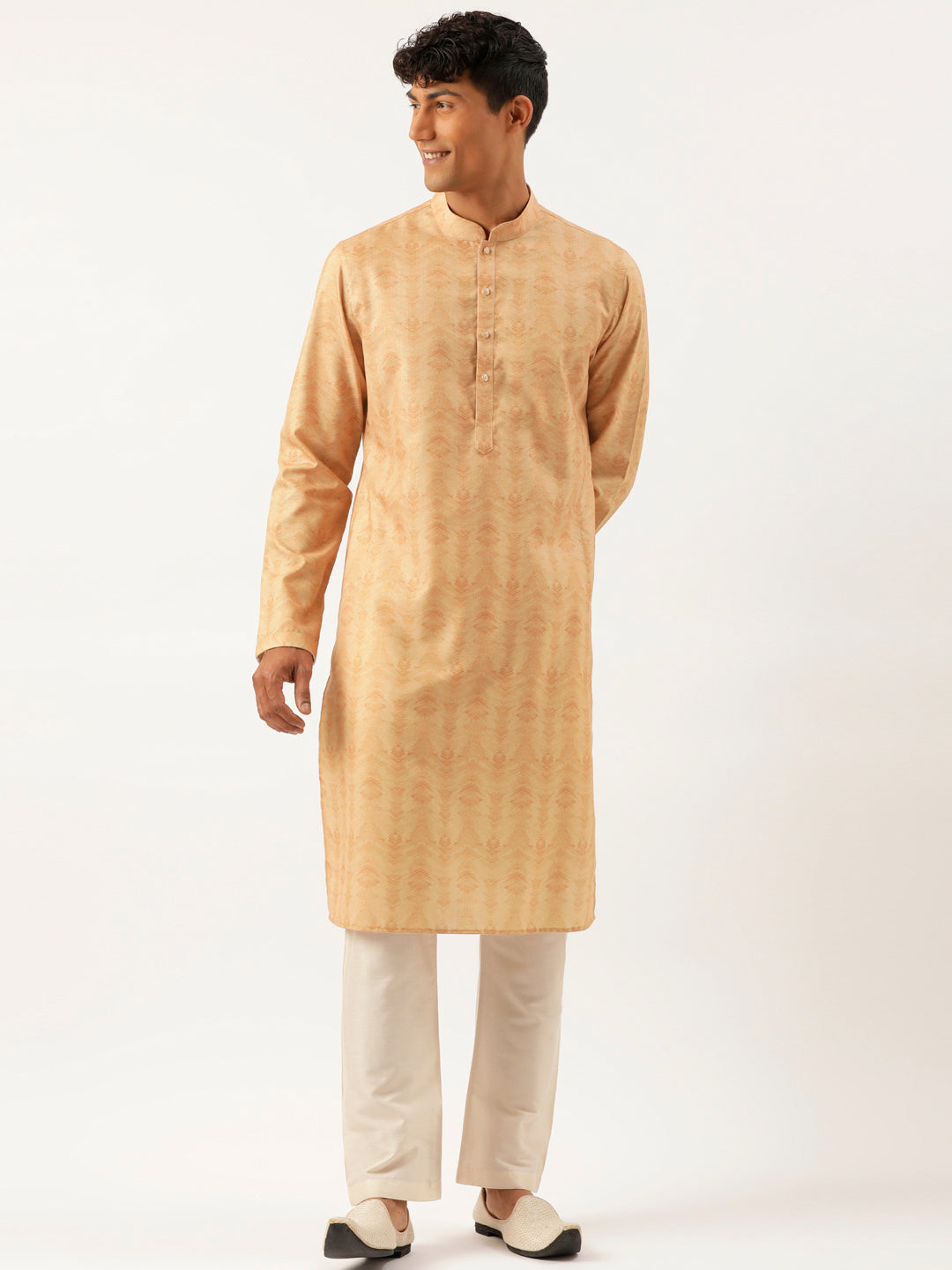 Dark Peach Printed Kurta Set