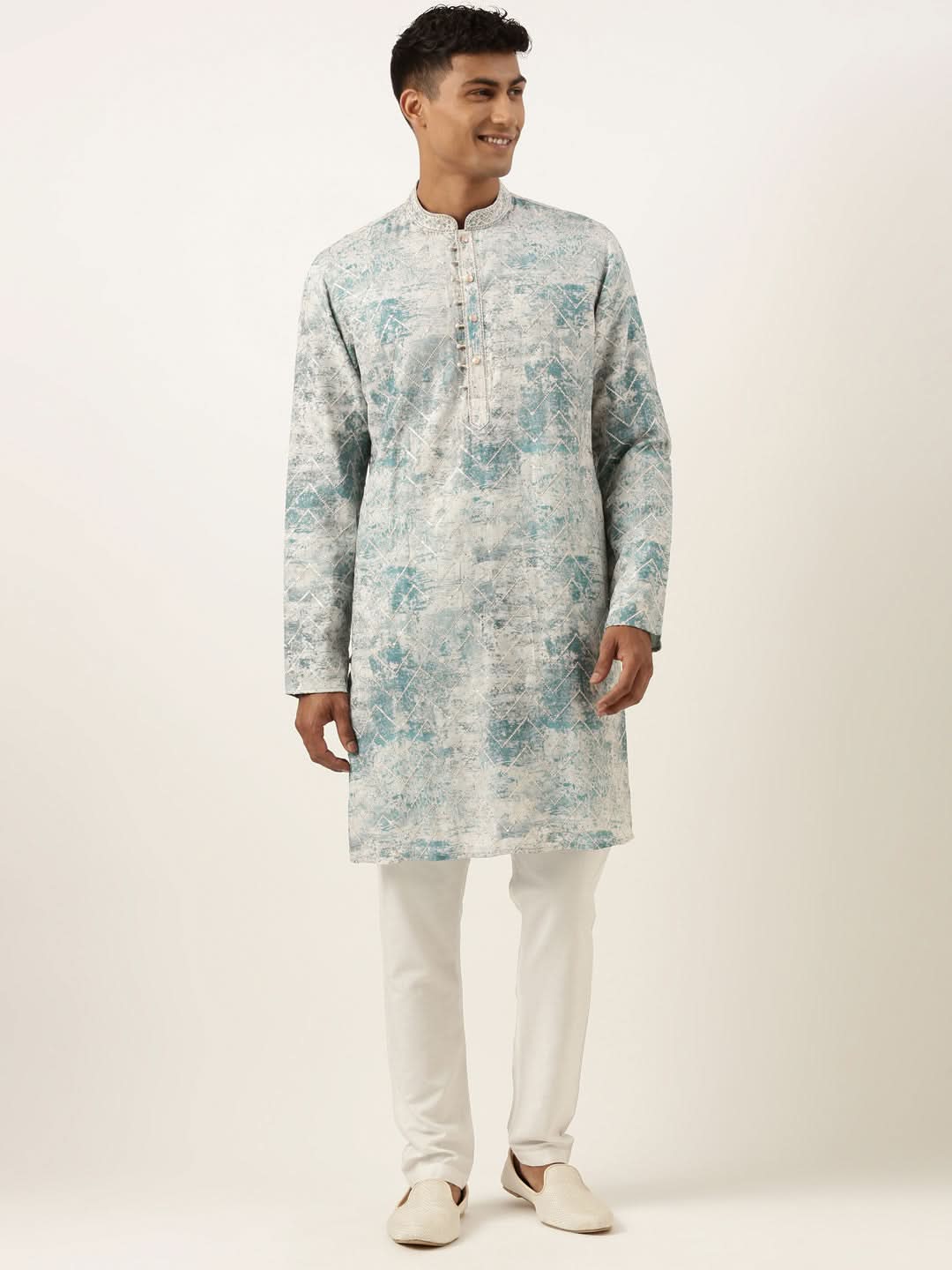Light Blue Sequin Embroidery Kurta Set