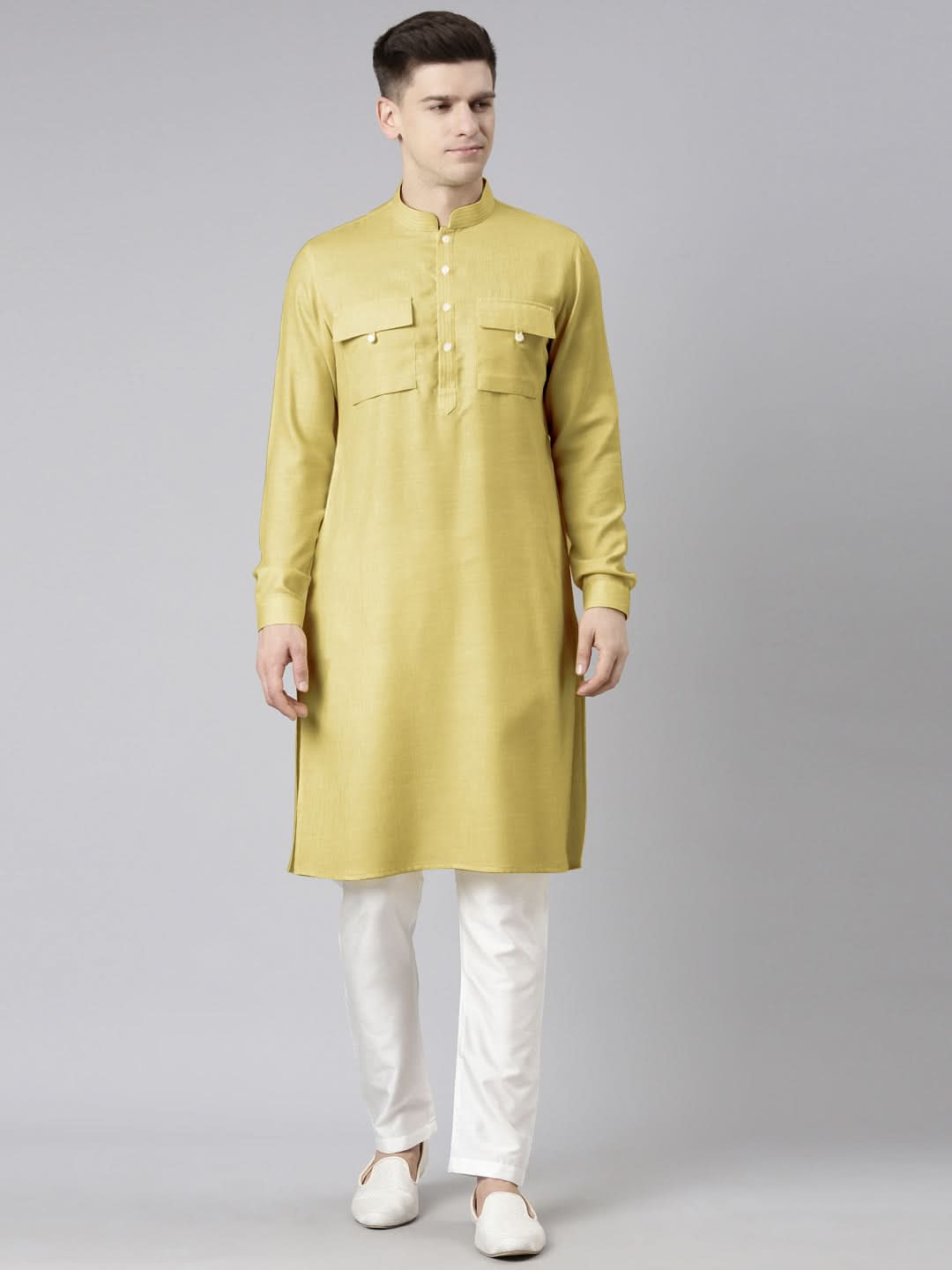Greenish Beige Pathani Kurta Set