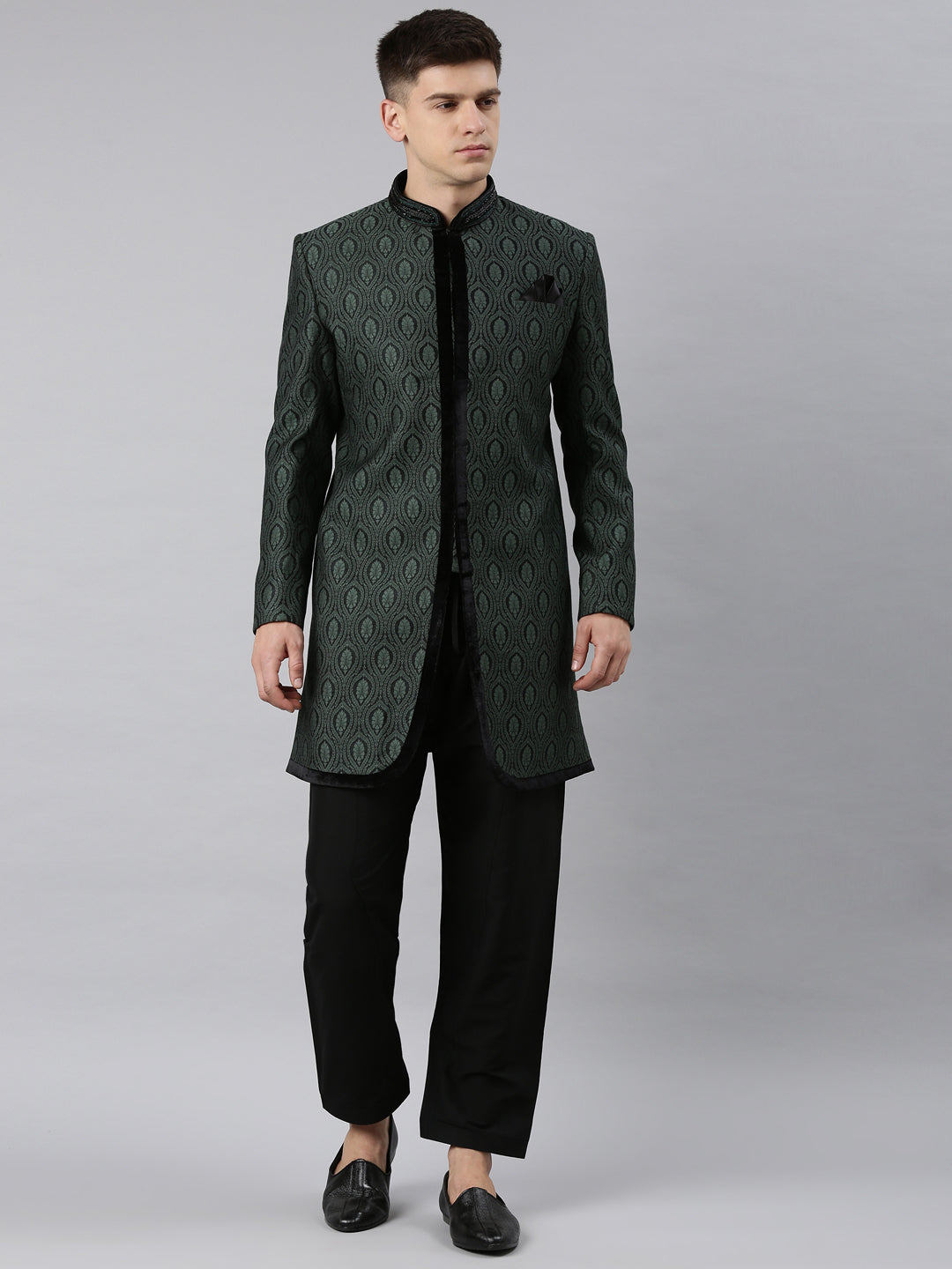 Green Black Indowestern With Salwar