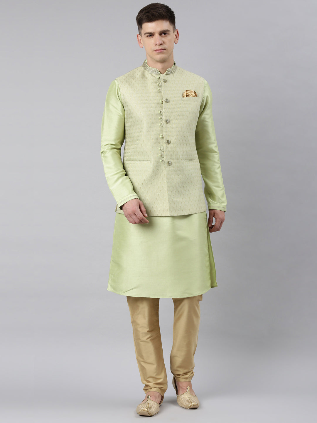 Mint Green Jacquard Jacket Kurta Set
