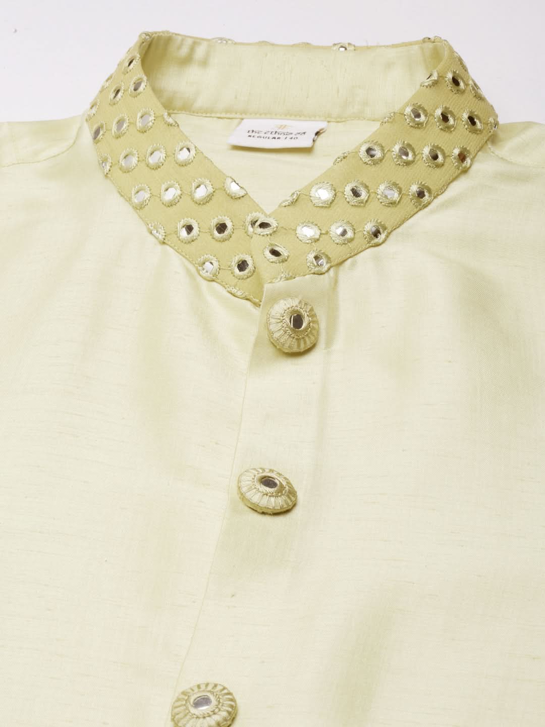 Pistachio Mirror Embroidered Indowestern With Kutra