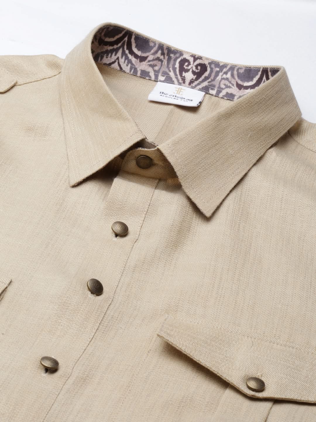 Sepia Tone Printed Jacket With Pathani Set