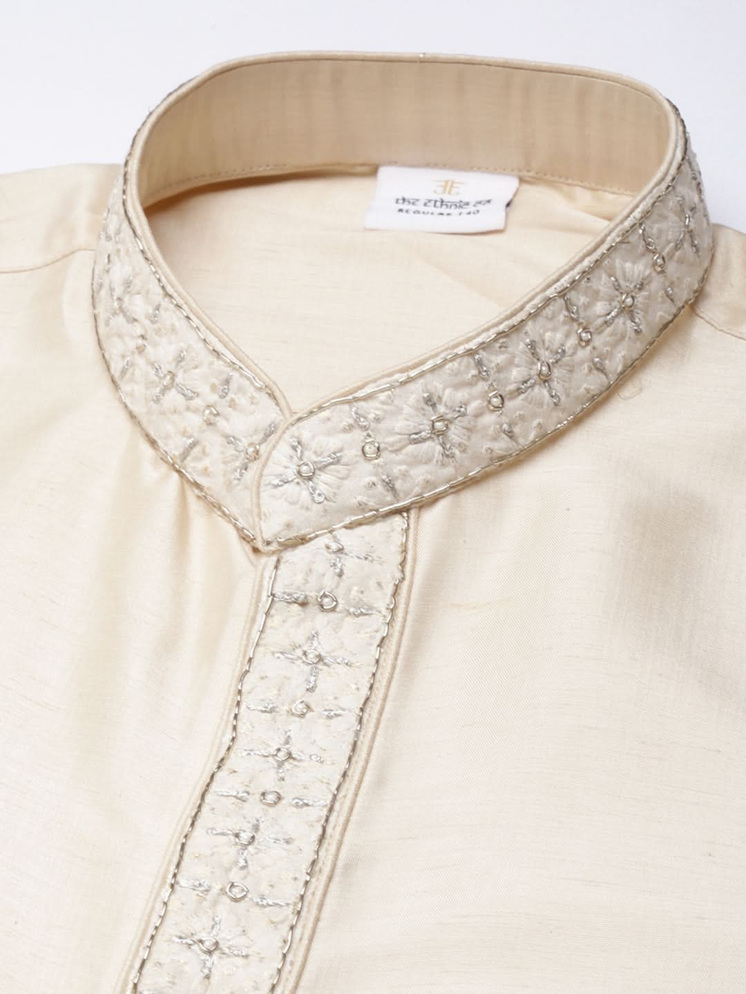 Cream Shimmer Embroidery Indowestern with Kurta Set