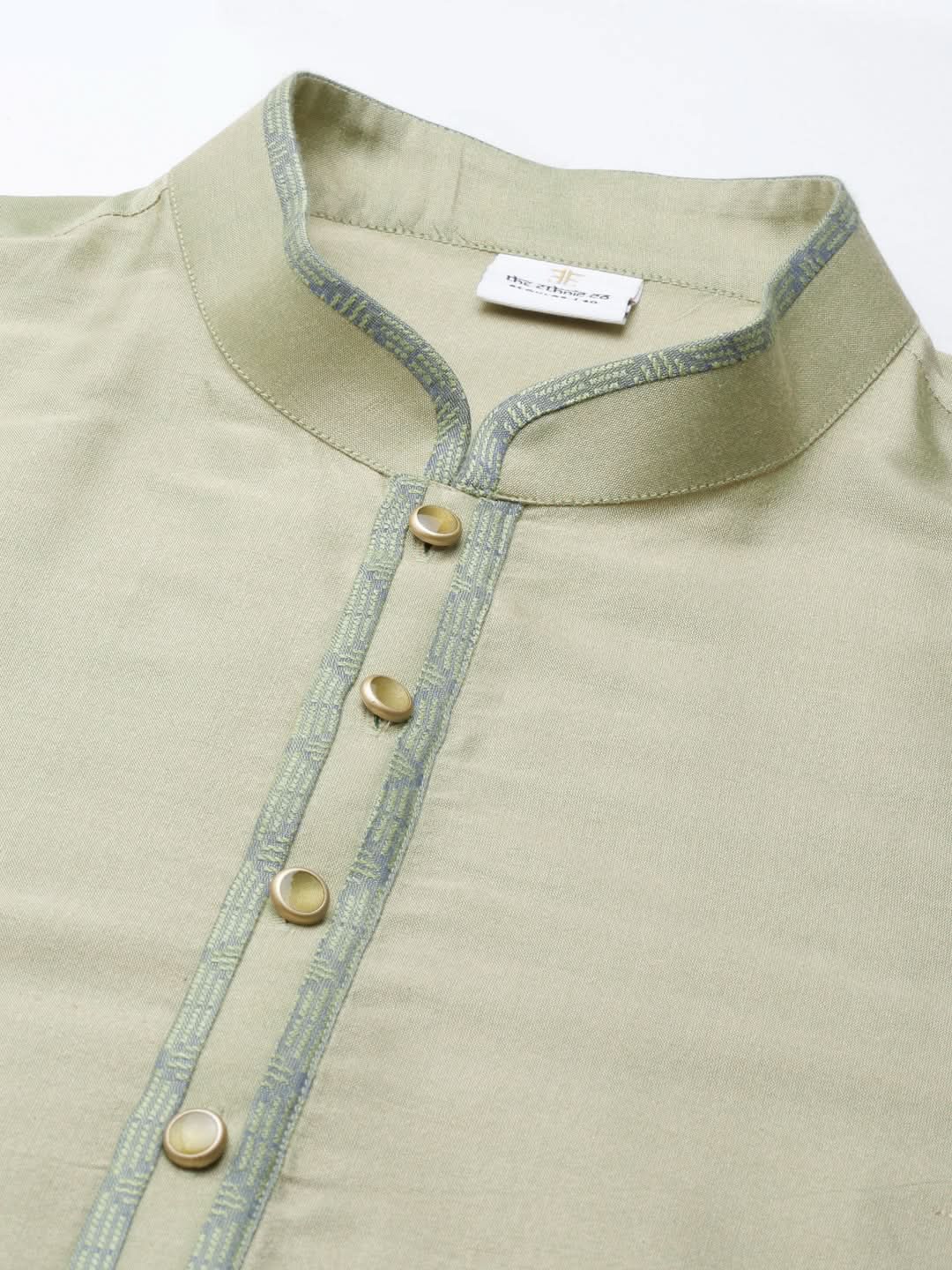 Lime Green Blue Jacquard Quilted Jacket With Green Short Kurta