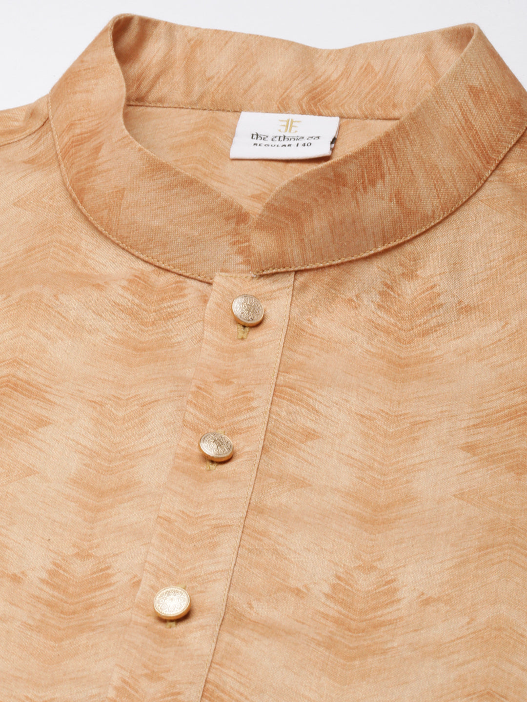 Beige Pleated Bundi With Kurta Set