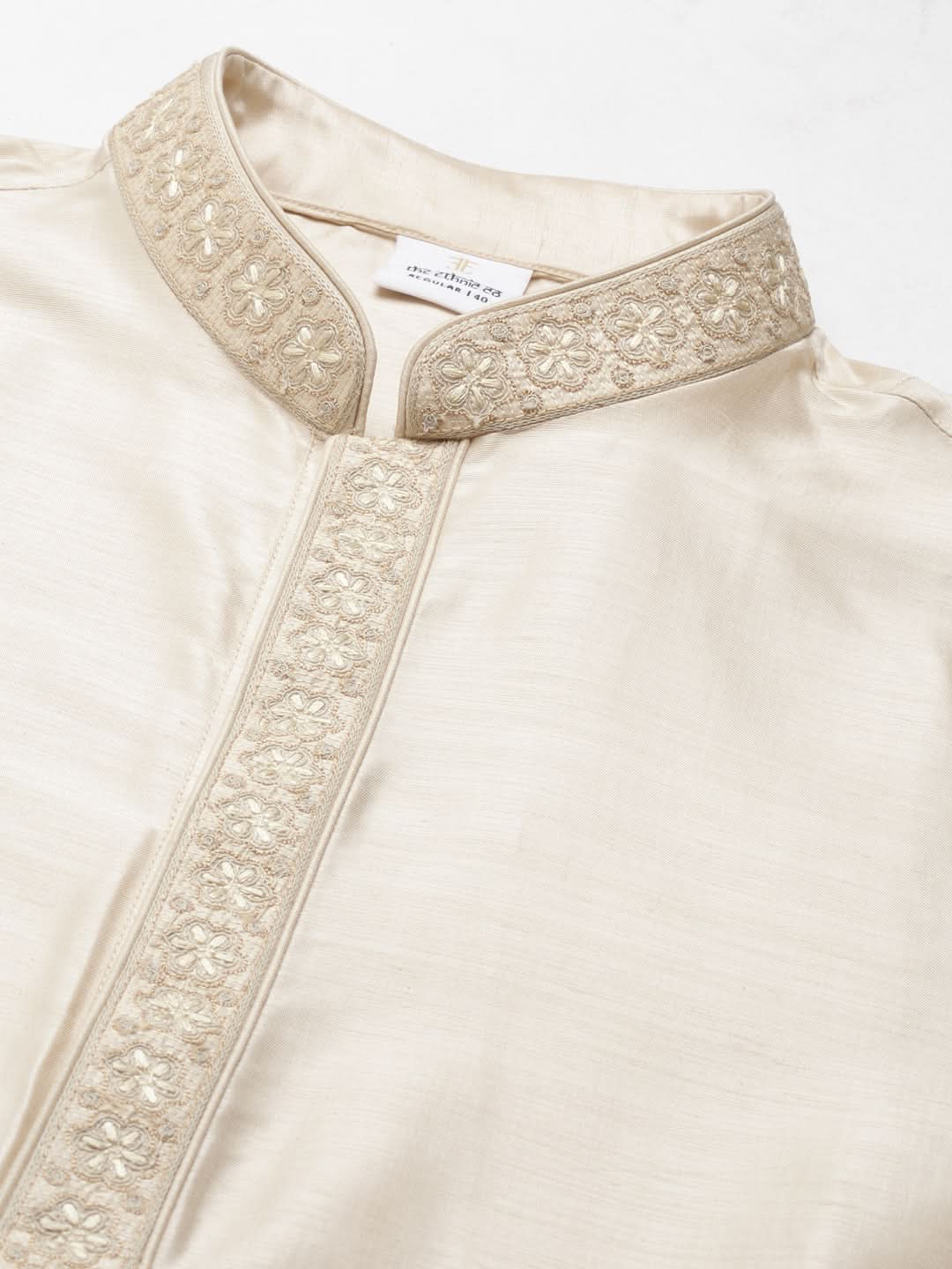 Beige Dori Embroidery Jacket Kurta Set