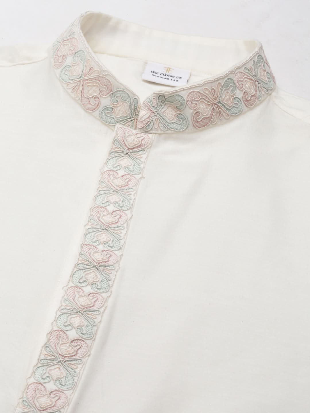 Cream Dori Embroidery Jacket Kurta Set