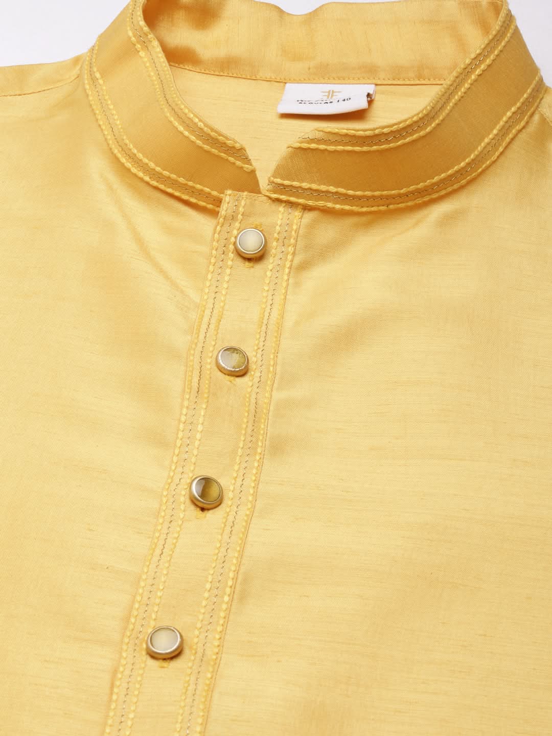 Grey Geometric Premium Textured Jacket With Mustard Kurta