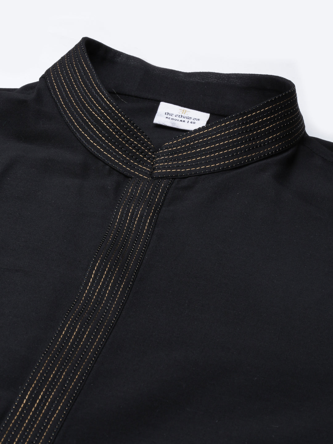 Black Net Printed Jacket With Black Kurta