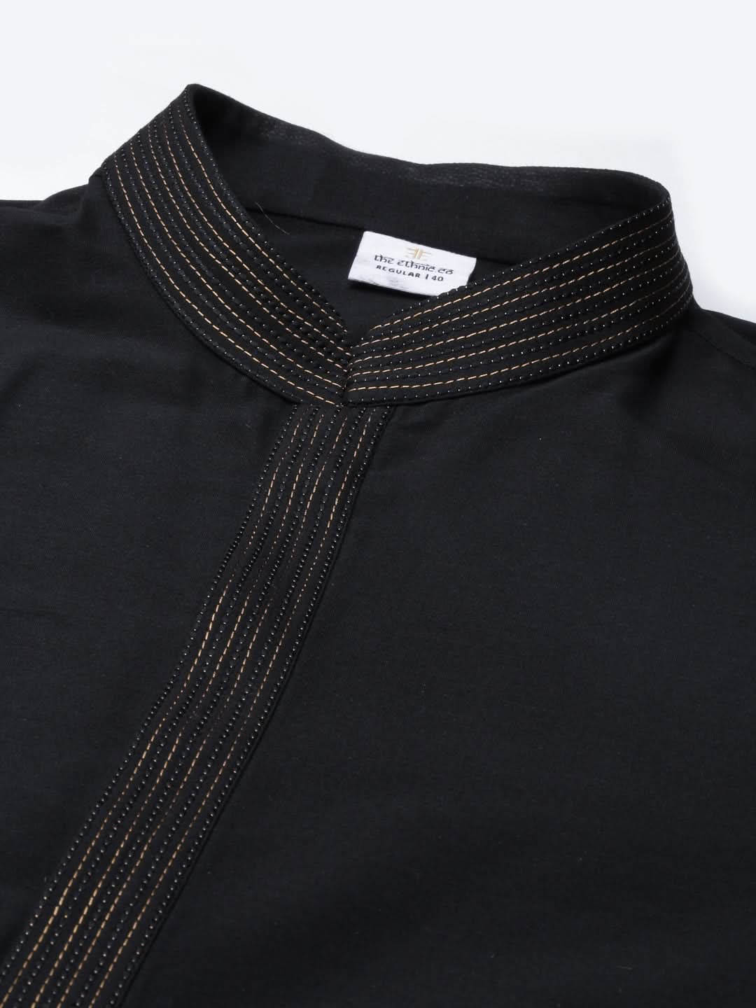 Black Net Printed Jacket With Black Kurta