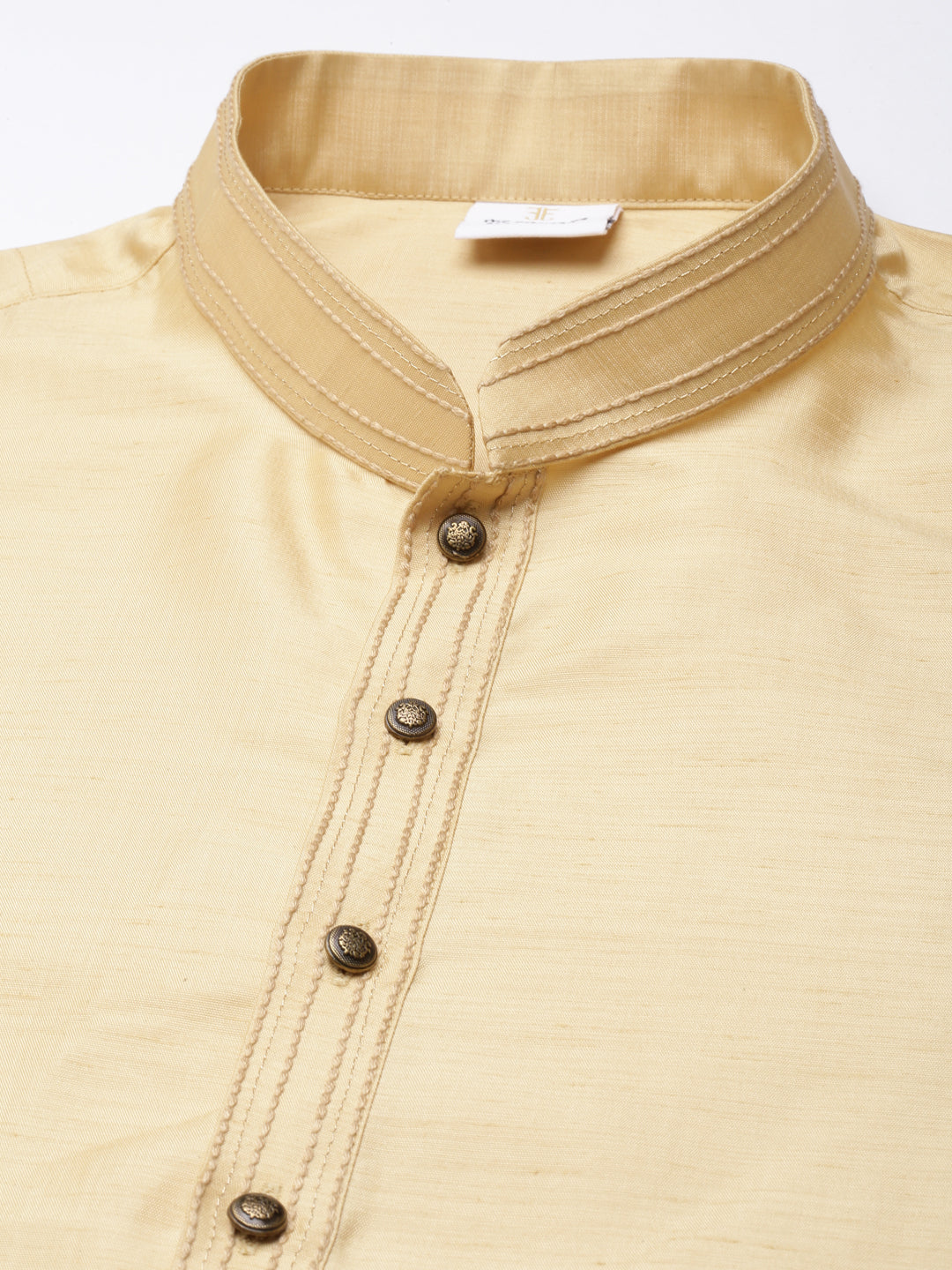 Gold Checkered Textured Jacket With Gold Kurta