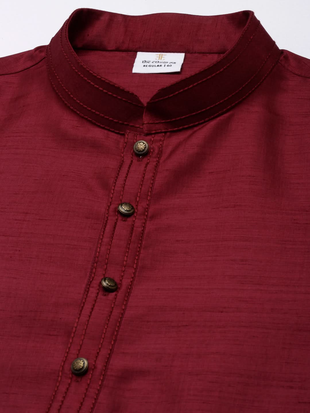 Charcoal Grey Printed Jacket With Maroon Kurta Set