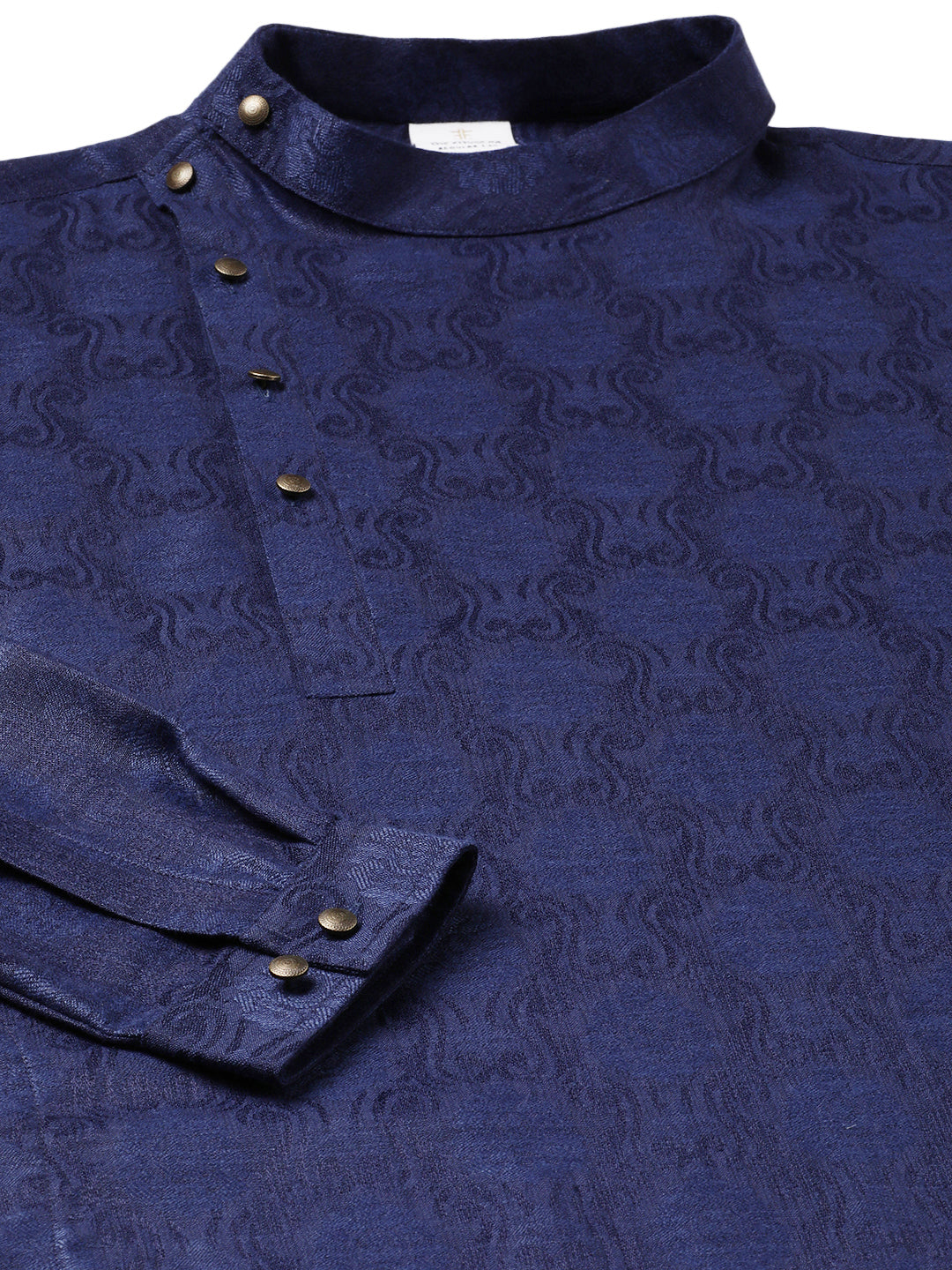 Blue Self design Side Open Kurta Set