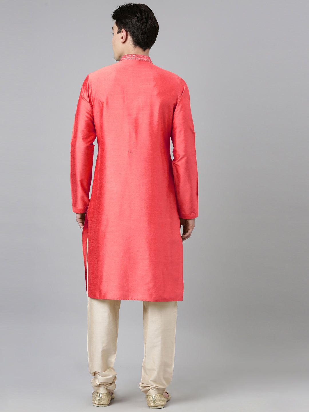 Red Silk Embroidery Kurta Set