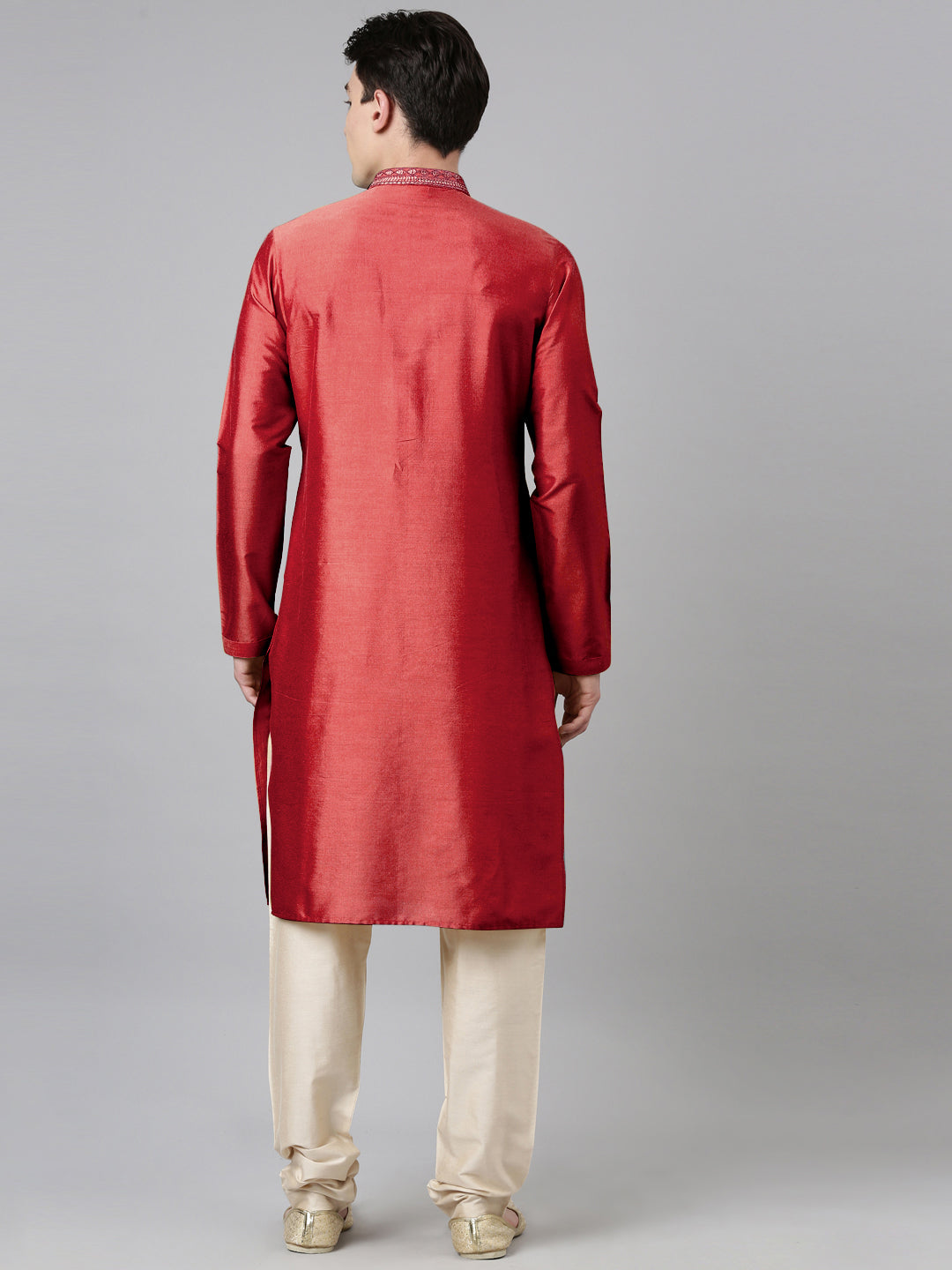 Maroon Silk Embroidery Kurta Set