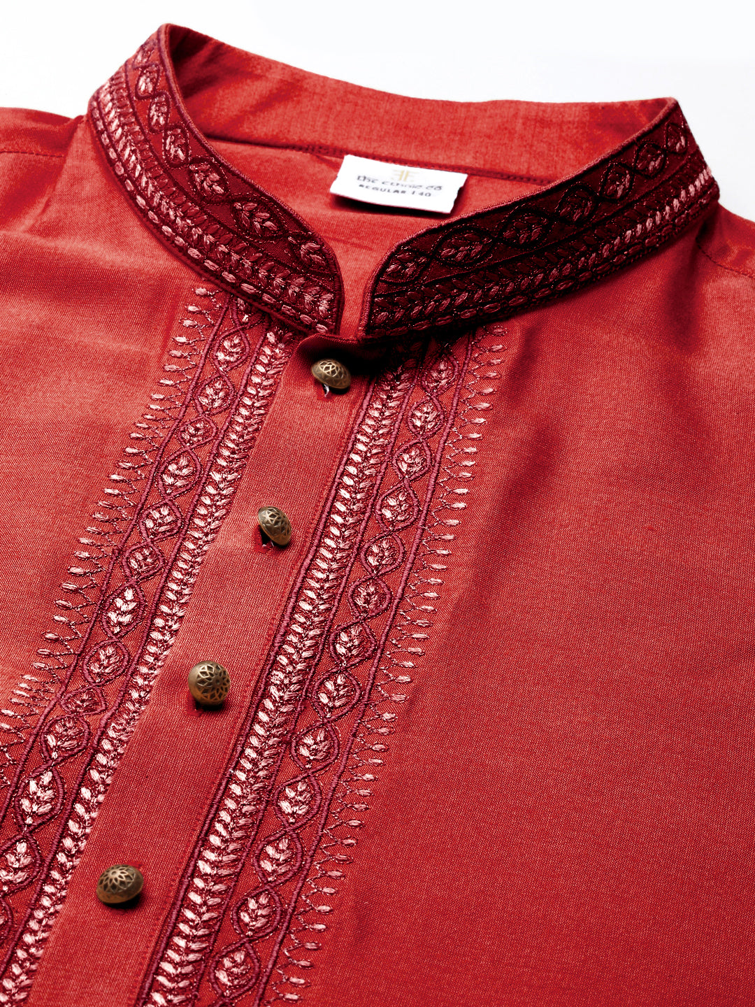Maroon Silk Embroidery Kurta Set